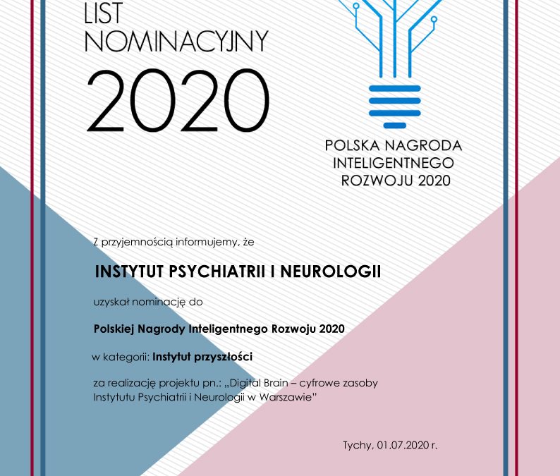 Nominacja do Polskiej Nagrody Inteligentnego Rozwoju 2020